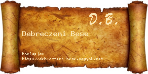 Debreczeni Bese névjegykártya